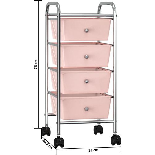 Pokretna kolica za pohranu s 4 ladice ružičasta plastična slika 8