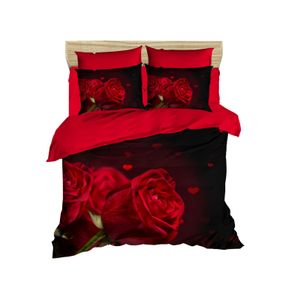 Set posteljine sa crveno-crnom šarom, Single