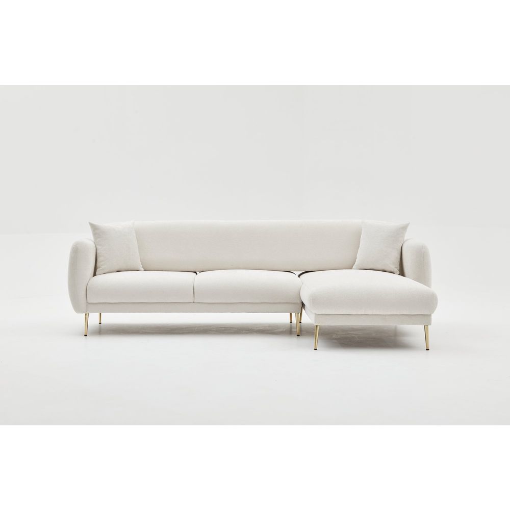 Simena Desni - Krem Zlatni Ugaoni Sofa-Krevet slika 13