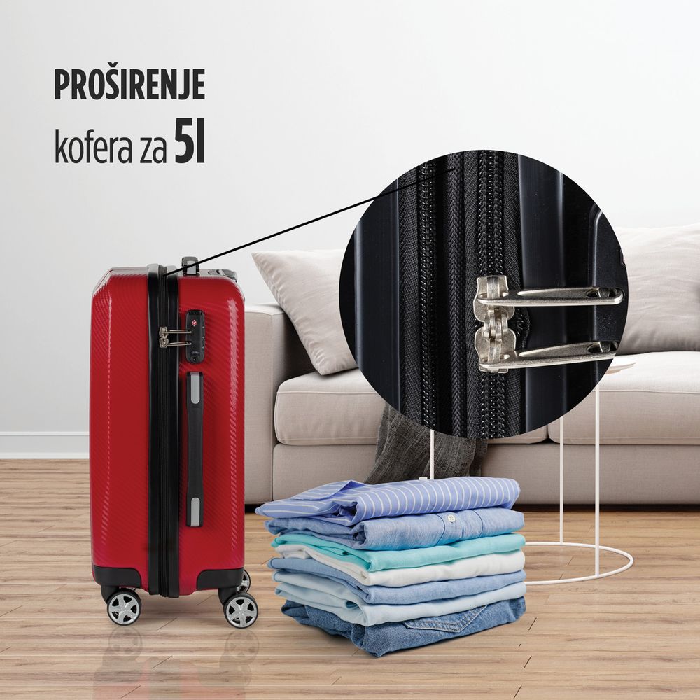 Scandinavia kofer 60 l / 67 cm, Carbon serija, crveni slika 12