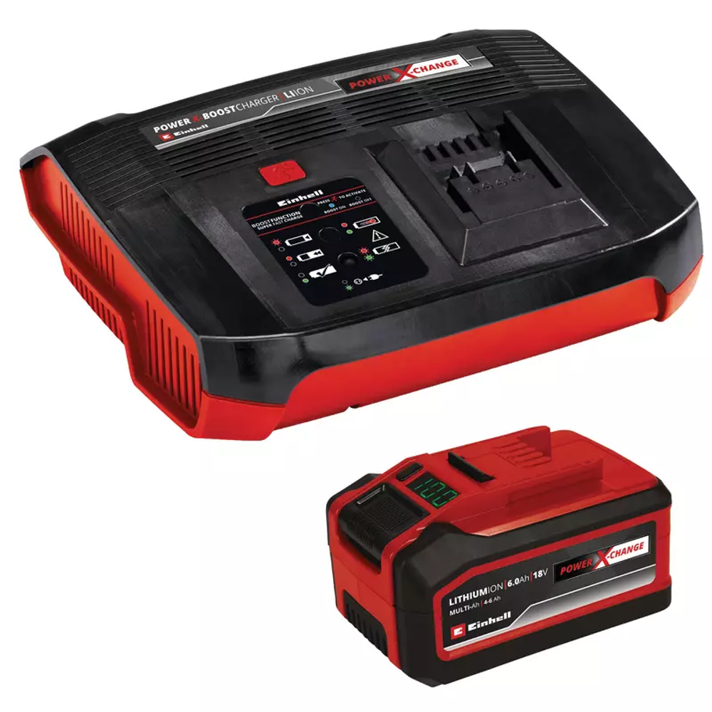 Einhell Komplet Power-X-Change baterija 18V 4-6 Ah i 6A Boostcharger punjač slika 1