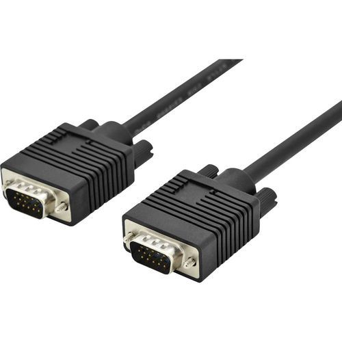 Digitus VGA priključni kabel VGA 15-polni utikač, VGA 15-polni utikač 1.80 m crna AK-310103-018-S s feritnom jezgrom, dvostruko zaštićen, okrugli VGA kabel slika 1