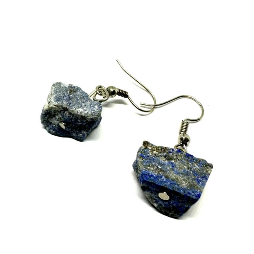 Poludrago kamenje Naušnice - Neobrađeni Lapis Lazuli slika 1