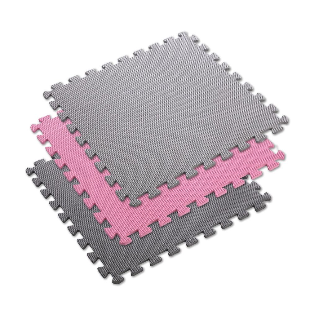 Set od 9 zaštitnih podloga u obliku slagalice za teretanu 60x60x1,0 cm sivo roza slika 9