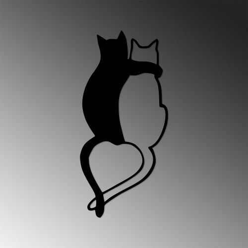 Wallity Love Cats - 478 Crni Dekorativni Metalni Zidni Ukras slika 4