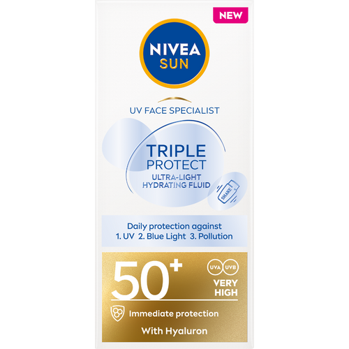 NIVEA SUN TRIPLE PROTECT ultralagani fluid za zaštitu kože lica od sunca SPF 50+, 40 ml slika 2