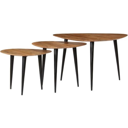 3-dijelni set stolića za kavu od masivnog bagremovog drva slika 2