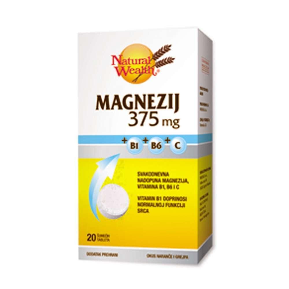 NATURAL WEALTH MAGNEZIJ 375 EFF A20 - Šumeće Tablete za Energiju i Opuštanje slika 1