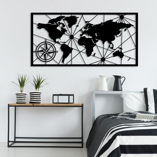 World Map Large 2 Black Decorative Metal Wall Accessory slika 4