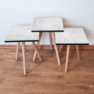 Nesting Table Set (3 komada) - Bijela i Siva