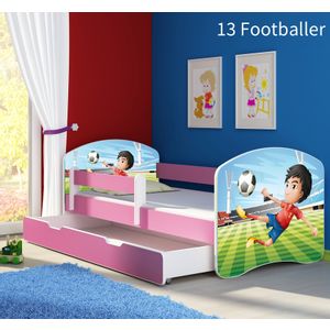 Dječji krevet ACMA s motivom, bočna roza + ladica 180x80 cm 13-footballer