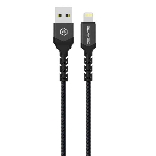 BLAVEC RAPTOR KABEL OPLETENI - USB NA LIGHTNING - 2.4A 0.5 METARA - crni slika 2