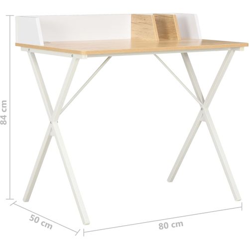 Radni stol bijela i prirodna boja 80 x 50 x 84 cm slika 7