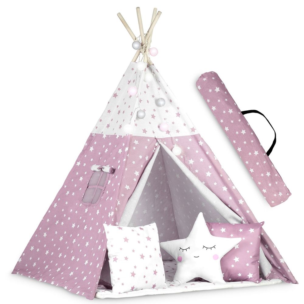 Nukido Teepee šator za djecu s svjetlima -bijelo rozi slika 5