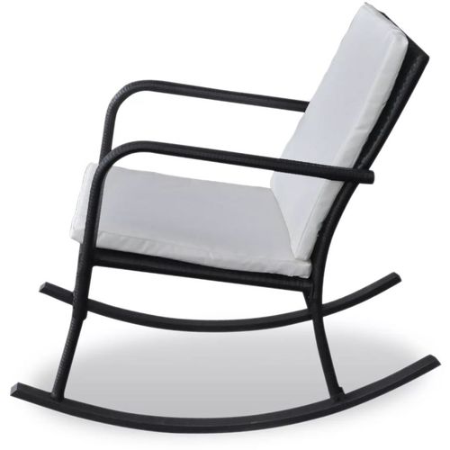 Vrtna stolica za ljuljanje od poliratana crna slika 3