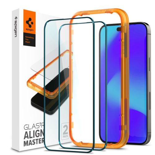 SPIGEN ALM GLASS FC KALJENO STAKLO 2-KOM ZA IPHONE 14 PRO MAX CRNO slika 1