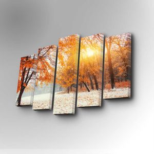 5PUC-032 Multicolor Decorative Canvas Painting (5 Pieces)