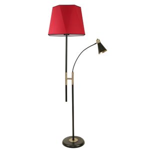 Forza Siyah Lambader Altıgen Kırmızı Abajurlu Red Floor Lamp