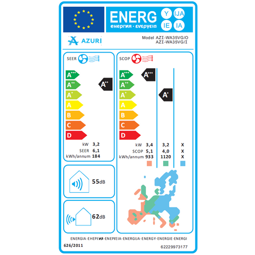 AZURI NORA PREMIUM klima uređaj 3,20 kW, INVERTER - set, unutarnja i vanjska jedinica  slika 4