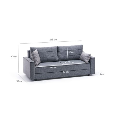 Atelier Del Sofa Trosjed na razvlačenje, Sivo, Ece - Grey slika 9