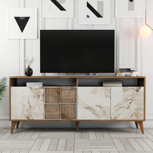 Woody Fashion Komoda MILAN MARBLE, Milan - Walnut, White Marble slika 5