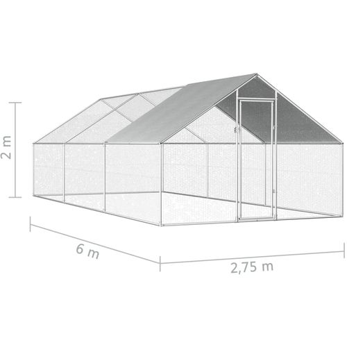 Vanjski kavez za kokoši od pocinčanog čelika 2,75 x 6 x 1,92 m slika 12