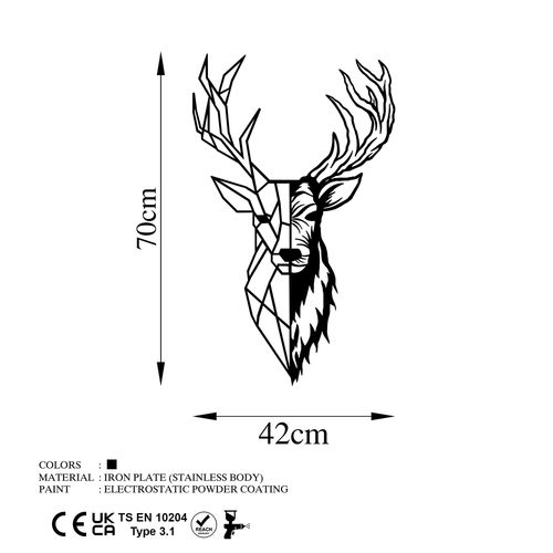 Red Deer 2 Black Decorative Metal Wall Accessory slika 6