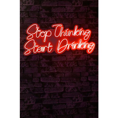 Wallity Ukrasna plastična LED rasvjeta, Stop Thinking Start Drinking - Red slika 2