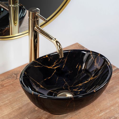 NADGRADNI UMIVAONIK REA SOFIA MINI BLACK MARBLE SHINY slika 5