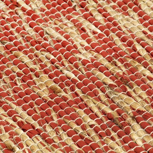 Ručno rađeni tepih od jute crvene i prirodne boje 120 x 180 cm slika 11
