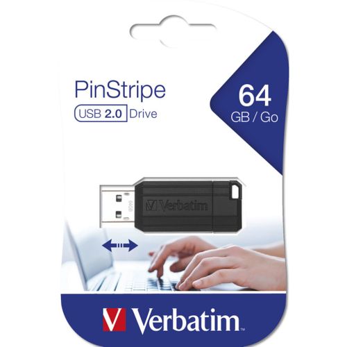 USB stick Verbatim 2.0 #49065 64GB Pinstripe, crni slika 1