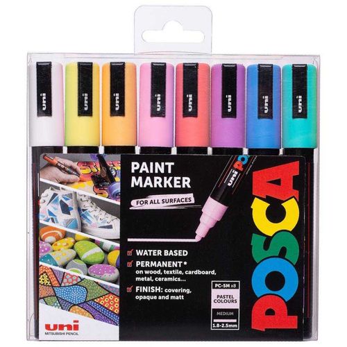 UNI POSCA marker pc-5m pastelne boje 8/1   slika 1