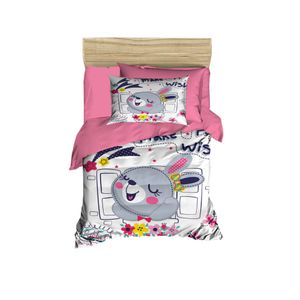 Set posteljine za bebe PH149 u roza, bijeloj i sivoj boji