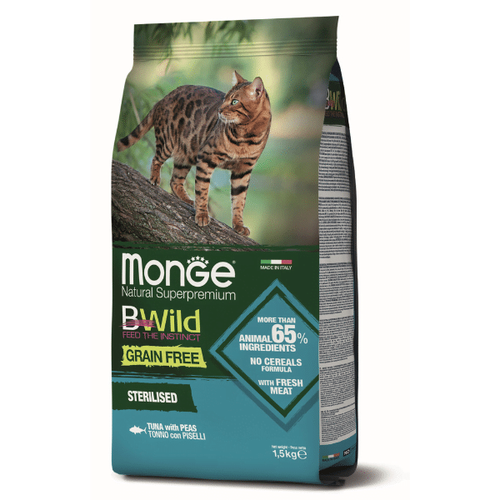 Monge BWild Grain Free Cat Sterilised Tuna With Peas 1.5 kg slika 1