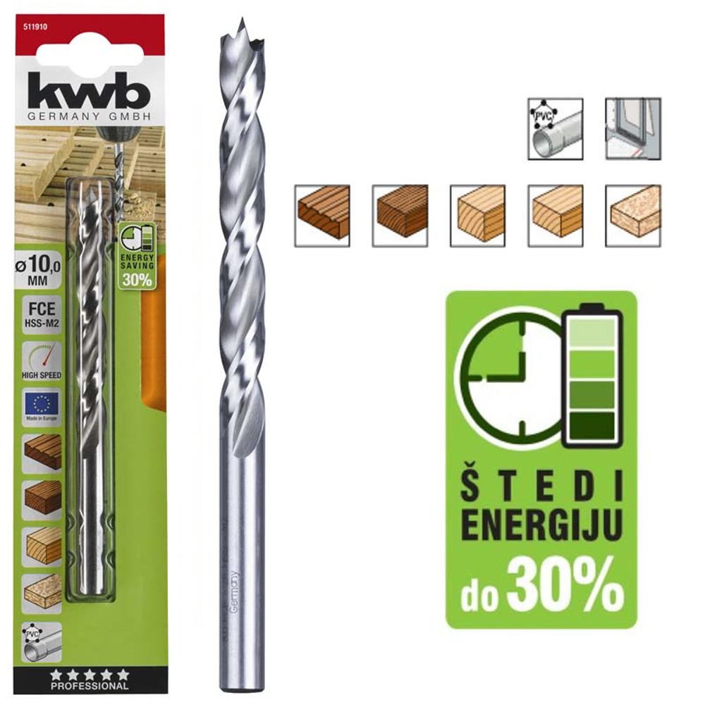 KWB akku top borer za drvo 10 mm, sb  slika 1
