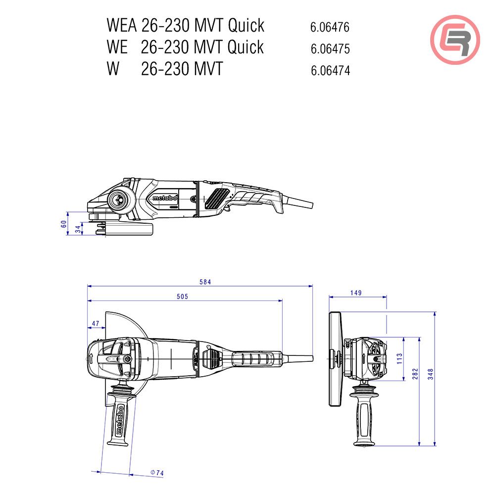 Metabo Brusilica WE 26-230 MVT Quick Kutna 230 mm / 2.600 W - 606475000 slika 5