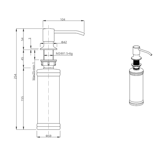 Quadron dozator KEIRA čelik slika 4