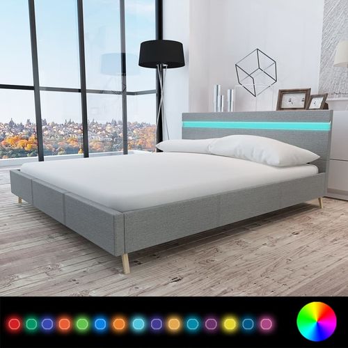Okvir za krevet od tkanine LED svjetlosivi 160 x 200 cm slika 12