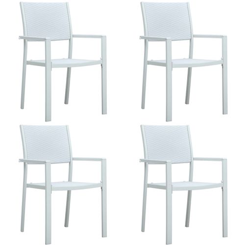 Vrtne stolice 4 kom bijele plastične s izgledom ratana slika 1