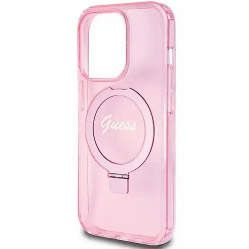 Originalna GUESS Hardcase GUHMP15XHRSGSP torbica za iPhone 15 Pro Max (Magsafe / Glitter Script Logo / stalak za prsten / pink) slika 6