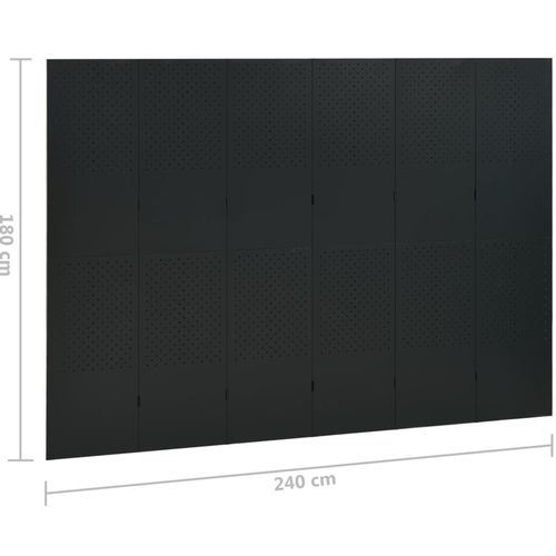 Sobna pregrada sa 6 panela crna 240 x 180 cm čelična slika 6