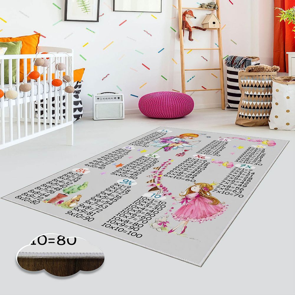 Tanki višebojna staza sa digitalnim printom Matematika  (100 x 200 cm)EEXFAB871 slika 1
