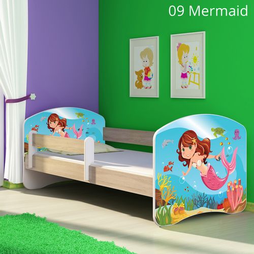 Dječji krevet ACMA s motivom, bočna sonoma 180x80 cm 09-mermaid slika 1