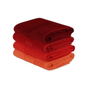 Set Ručnika Rainbow - Crvena, Blijedo Narandžasta, Narandžasta, Fuksija (4 Komada)
