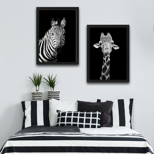 Wallity Uokvirena slika (2 komada), Zebra Giraffe Set slika 1