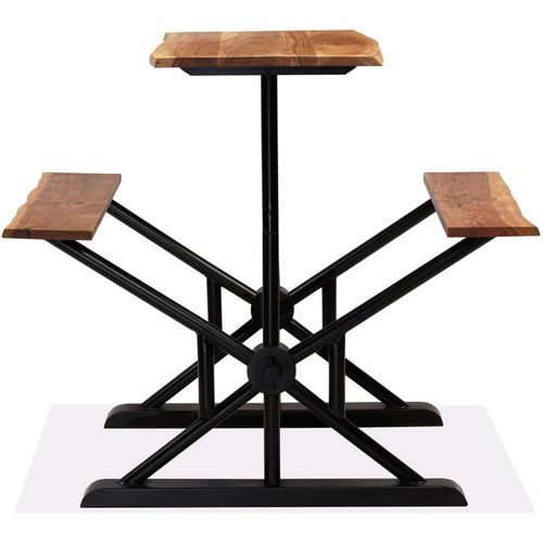 Barski stol s klupama od masivnog bagremovog drva 80x50x107 cm slika 2