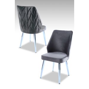Pufi - Sivi Set Stolica s Metalnim Nogu (4 Komada)