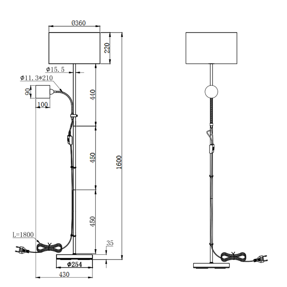 OWEN PODNA LAMPA SIVO slika 3