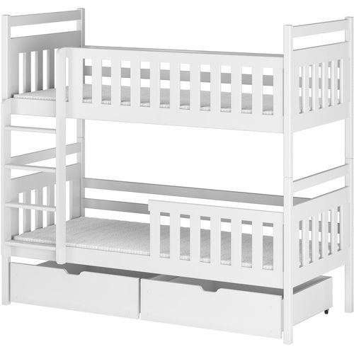 Drveni dječji krevet na sprat Monika sa ladicom - 200x90cm - Bijeli slika 2