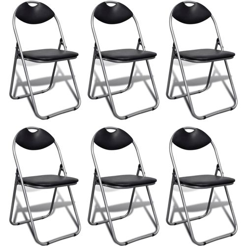 Sklopive blagovaonske stolice od umjetne kože i čelika 6 kom crne slika 49